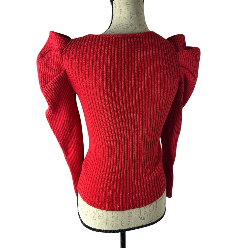 Express Puff Sleeve Ribbed Sweater Red Size XS - Picture 3 of 5